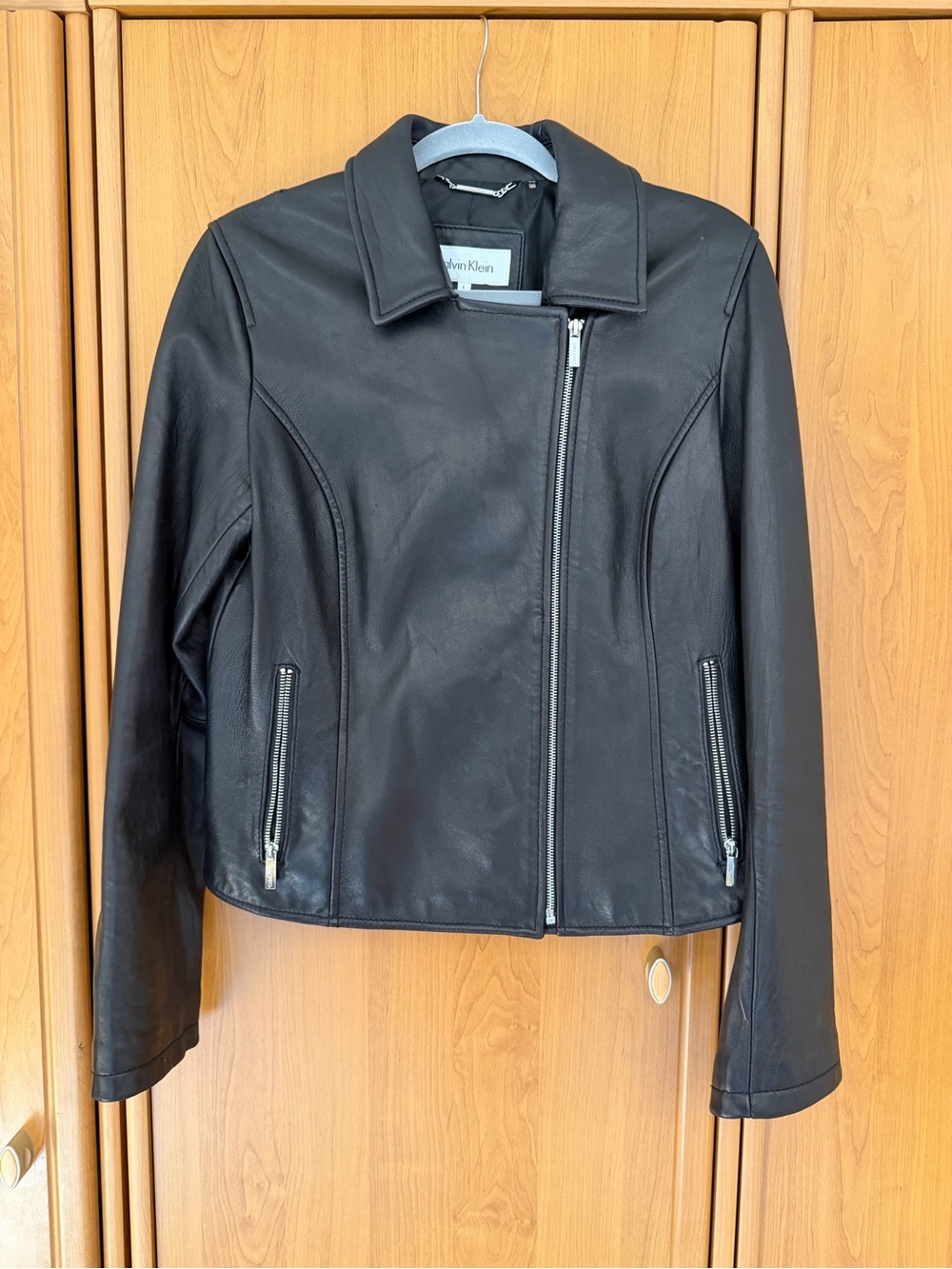 Calvin Klein Black Leather Jacket Size L
